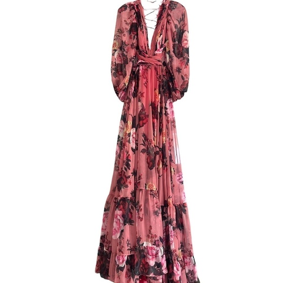 New MAC DUGGAL FLORAL CHIFFON CUTOUT DRESS SIZE 8 - Picture 10 of 16